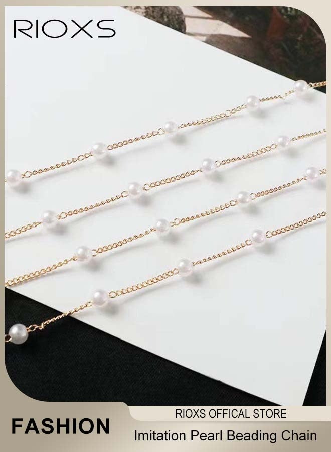 RIOXS Imitation Pearl Beading Chain Copper Plated Necklace Bracelet Chain for Craft DIY Jewelry Making (1Meter) - Image 4
