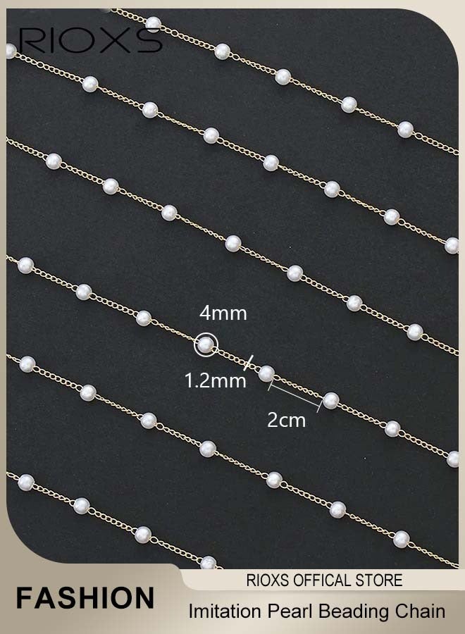 RIOXS Imitation Pearl Beading Chain Copper Plated Necklace Bracelet Chain for Craft DIY Jewelry Making (1Meter) - Image 5