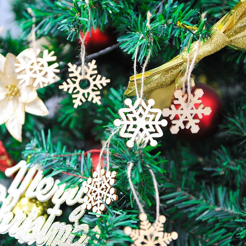 تي-أنتريكس T-Antrix 50pcs DIY الثلج الخشبية غير المكتملة الحلي الخشبية القطع ندفة الثلج الخشب عيد الميلاد لزخارف عيد الميلاد الشجرة المعلقة - Image 5