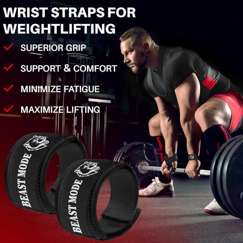 TECEUM Lifting Wrist Straps with Neoprene Padding Support – Beige – Beast Mode – Heavy Duty Wrist Workout Straps For Men and Women – Ideal for Powerlifting, Strength Training, Bodybuilding - Image 2