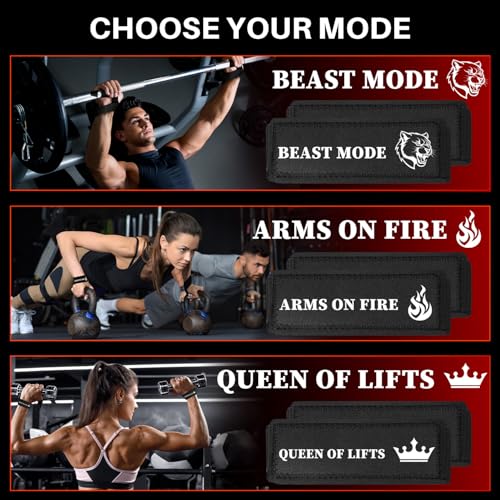 TECEUM Lifting Wrist Straps with Neoprene Padding Support – Beige – Beast Mode – Heavy Duty Wrist Workout Straps For Men and Women – Ideal for Powerlifting, Strength Training, Bodybuilding - Image 4