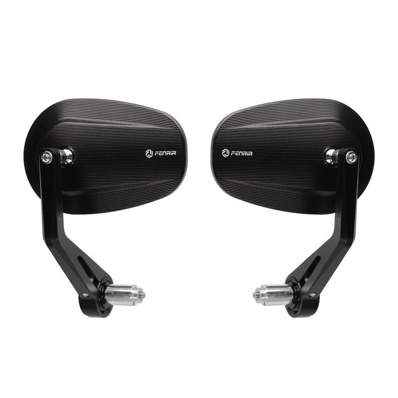 FENRIR CNC Aluminum Alloy Cafe Racer Retro Black Motorcycle Bar End Mirrors Side 22MM 78 Handlebar Mirror Universal Rear View For M8M6 Standard Sport Naked Street Bike Cruiser Minimoto Scooter