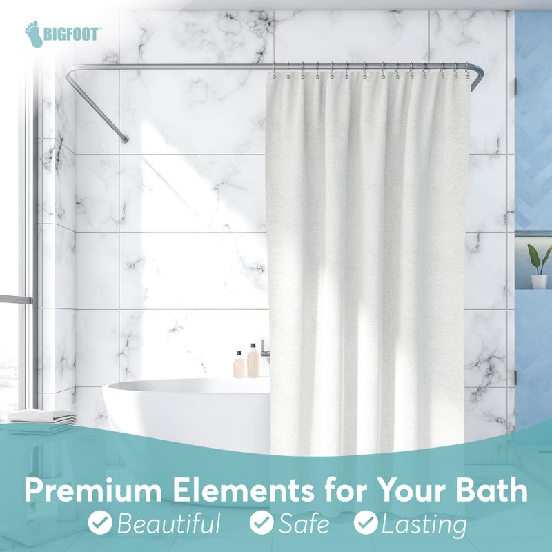 BIG FOOT BigFoot Shower Curtain Hooks, Stainless Steel, Rust Resistant, Easy Installation & Smooth Glide, Fits Standard Shower Rods, 2 Hook Rings Hold Liners & Curtains, 12 Pieces, Nickel Color - Image 5