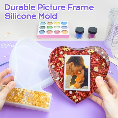 HeyClear Epoxy Resin Picture Frame Heart-Mold Kit, 34oz Clear and Hard Resina Complete Craft Accessories and Supplies Set for Casting Art, DIY Photo Gifts - Image 4