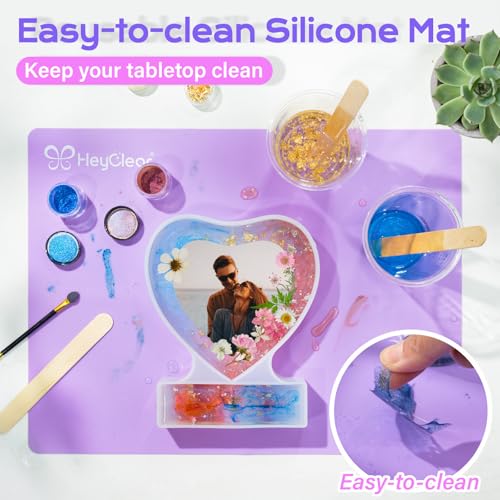 HeyClear Epoxy Resin Picture Frame Heart-Mold Kit, 34oz Clear and Hard Resina Complete Craft Accessories and Supplies Set for Casting Art, DIY Photo Gifts - Image 5