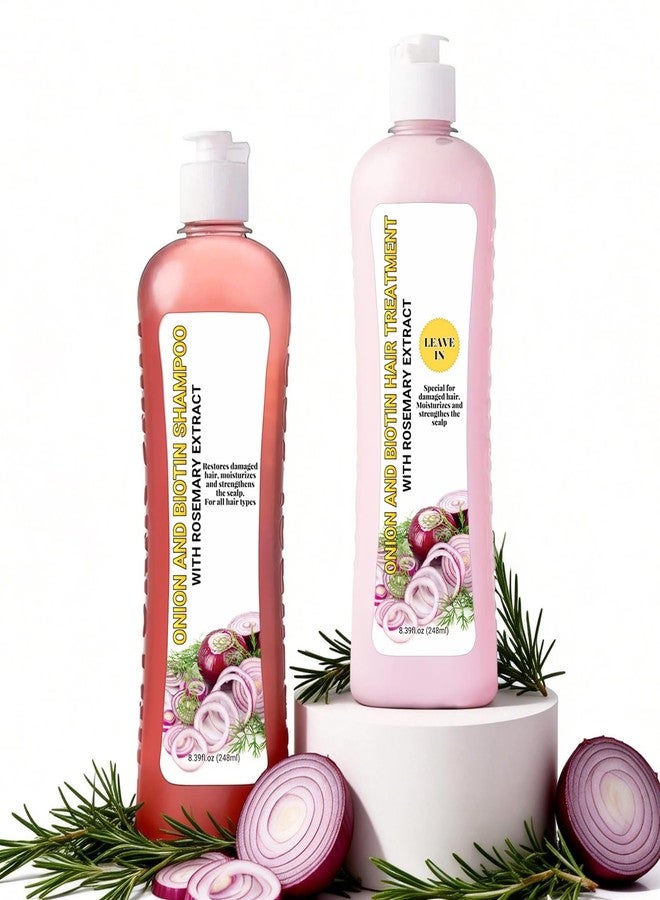 GROEI 2Pcs Onion Biotin and Rosemary Shampoo & Treatment Set - Strengthens Roots, Repairs Damage, Boosts Shine, Moisturizing Hair Care for Dry and Damaged Hair 16.78Fl Oz/496ml - Image 1