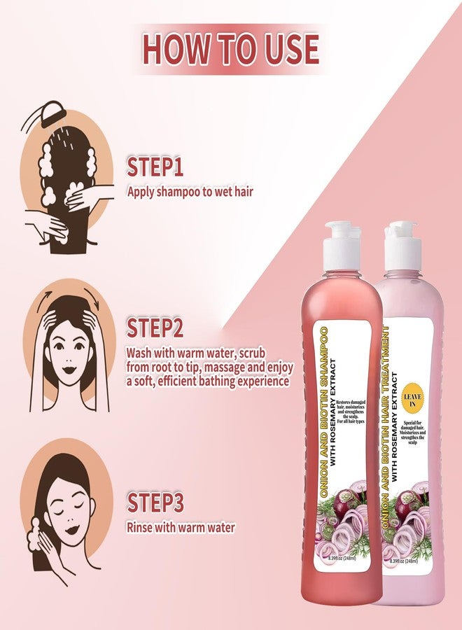 GROEI 2Pcs Onion Biotin and Rosemary Shampoo & Treatment Set - Strengthens Roots, Repairs Damage, Boosts Shine, Moisturizing Hair Care for Dry and Damaged Hair 16.78Fl Oz/496ml - Image 4