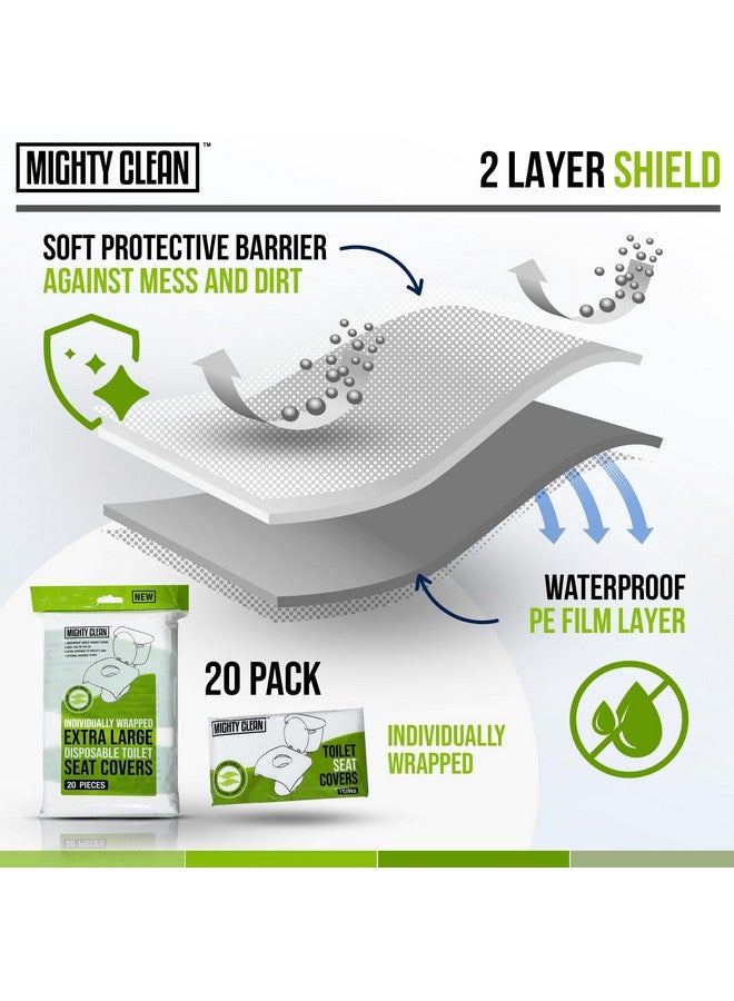 Mighty Clean XL Disposable Toilet Seat Covers by Mighty Clean｜100% Waterproof ｜Individually Wrapped, Extra Wide Covers for Adults and Kids｜20 Count - Image 3