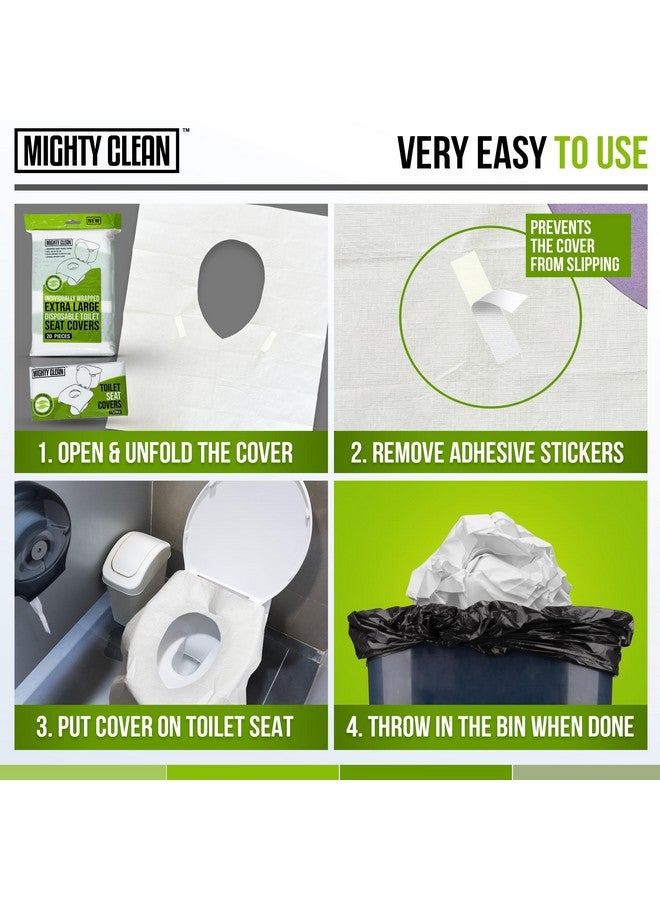 Mighty Clean XL Disposable Toilet Seat Covers by Mighty Clean｜100% Waterproof ｜Individually Wrapped, Extra Wide Covers for Adults and Kids｜20 Count - Image 4