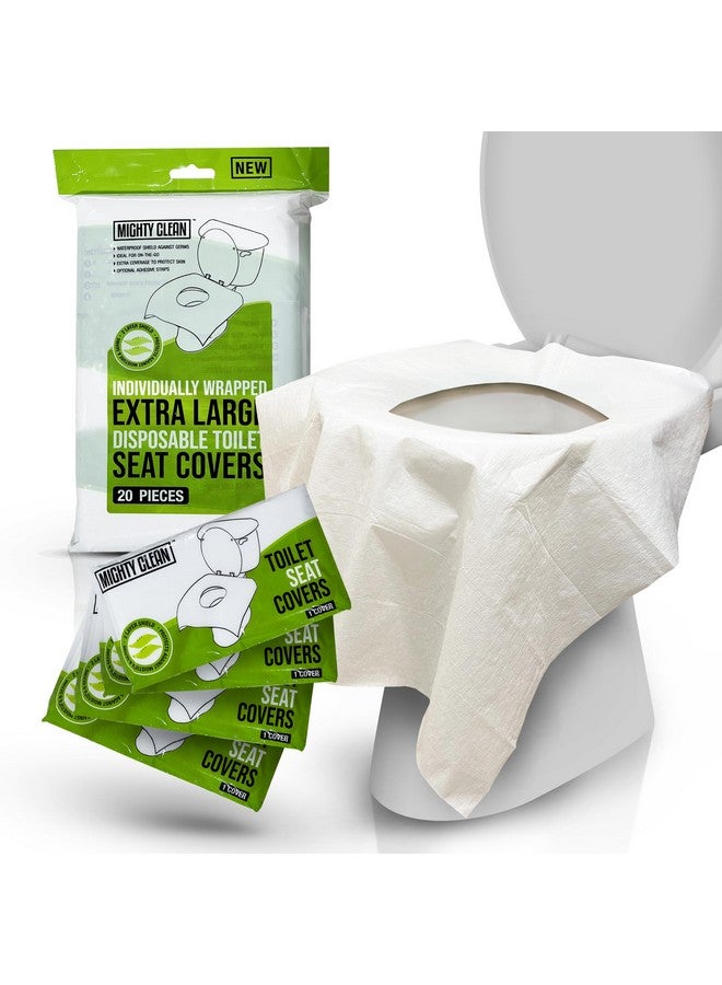 Mighty Clean XL Disposable Toilet Seat Covers by Mighty Clean｜100% Waterproof ｜Individually Wrapped, Extra Wide Covers for Adults and Kids｜20 Count - Image 1