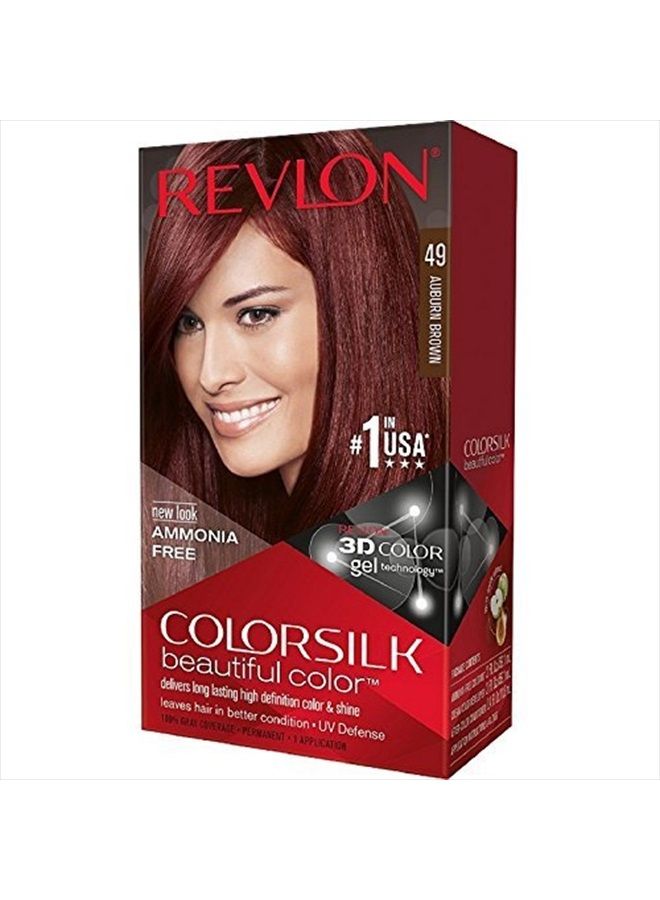 Revlon ColorSilk Hair Color 49 Auburn Brown 1 Each (Pack of 4)
