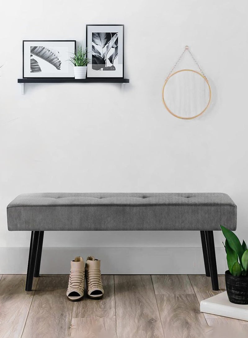 إي سمارت 120سم - مقعد عثماني بتصميم عصري مبطن من قماش مخملي مضلع - مقعد بنهاية السرير، مقعد تغيير الأحذية، مقعد لغرفة النوم والمعيشة ومدخل المنزل والردهة، رمادي - Image 2