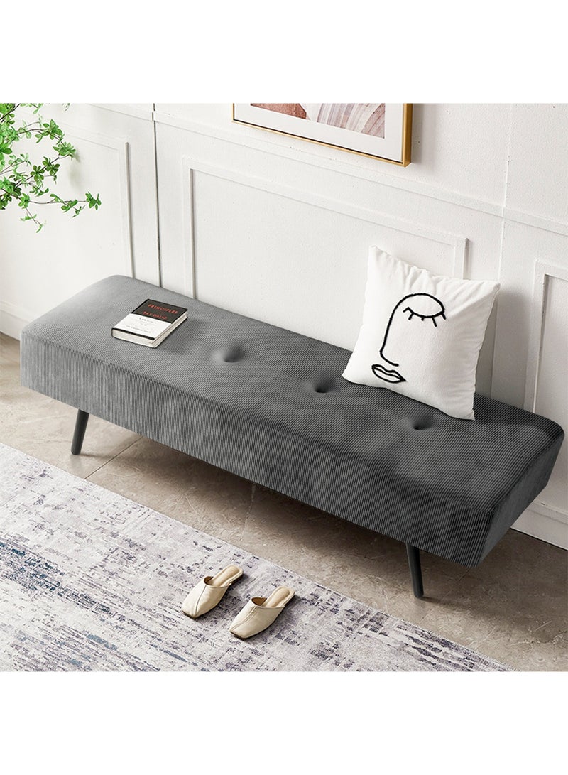 إي سمارت 120سم - مقعد عثماني بتصميم عصري مبطن من قماش مخملي مضلع - مقعد بنهاية السرير، مقعد تغيير الأحذية، مقعد لغرفة النوم والمعيشة ومدخل المنزل والردهة، رمادي - Image 4