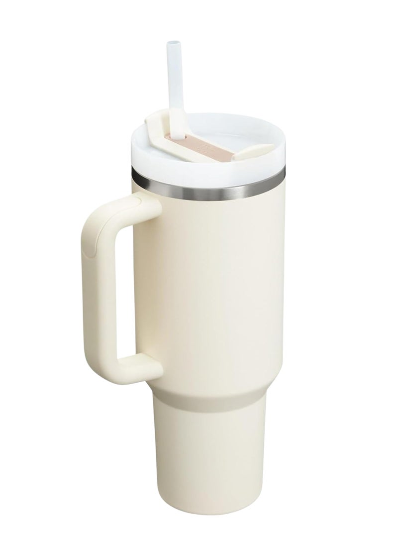 Stanley Quencher H2.0 FlowState Tumbler with Handle and Straw – 40 oz Stainless Steel Vacuum Insulated Cup, BPA-Free, 3-Position Lid, Cup Holder Friendly, for Water, Coffee, Smoothies & More – Cream 2.0 (32x15x10cm) - Image 3