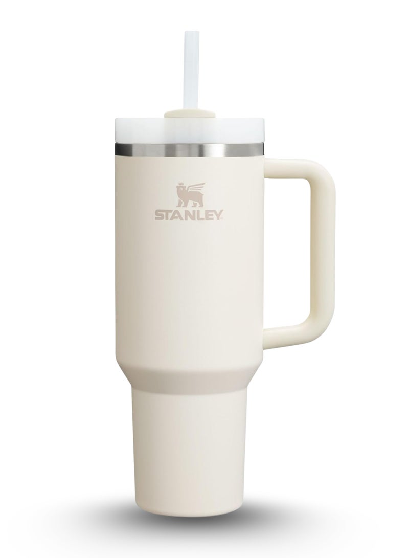 Stanley Quencher H2.0 FlowState Tumbler with Handle and Straw – 40 oz Stainless Steel Vacuum Insulated Cup, BPA-Free, 3-Position Lid, Cup Holder Friendly, for Water, Coffee, Smoothies & More – Cream 2.0 (32x15x10cm) - Image 1