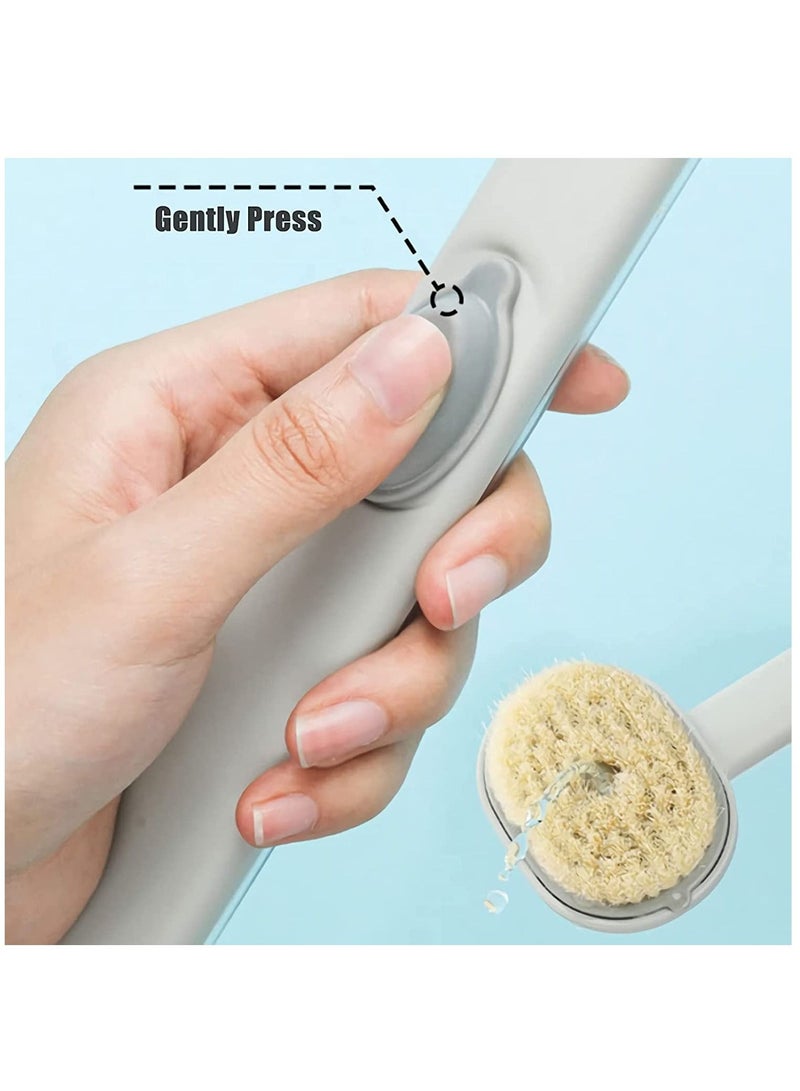 Long Handle Bath Massage Cleaning Brush with Soap Dispenser, Body Back Scrubber Storable Wash, Exfoliating Brush, - Image 4