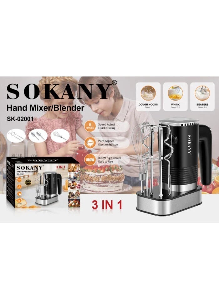 sokany SK-02001 Sokany 800W 3-in-1 Egg Beater + Base - Image 3