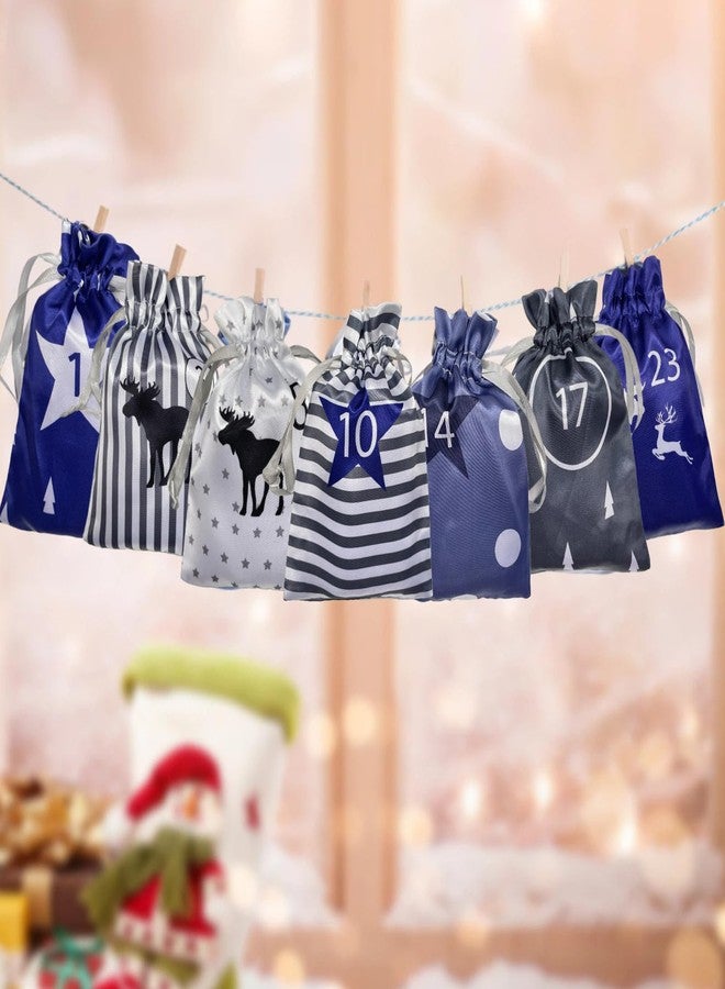HIPIHOM Christmas Advent Calendar Bags, 24 Days Countdown Burlap Satin bags Hanging Advent Calendar Gift Favors for Xmas Decorations - Image 2