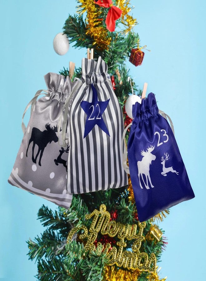 HIPIHOM Christmas Advent Calendar Bags, 24 Days Countdown Burlap Satin bags Hanging Advent Calendar Gift Favors for Xmas Decorations - Image 5