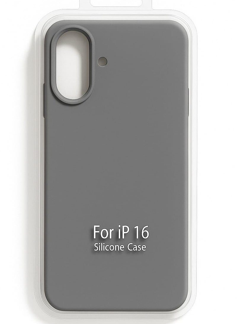 حرابي ميد جراب سيليكون لهاتف iPhone 16 - غطاء خلفي واقٍ مقاوم للصدمات رفيع، ناعم وخفيف الوزن، رمادي - Image 1