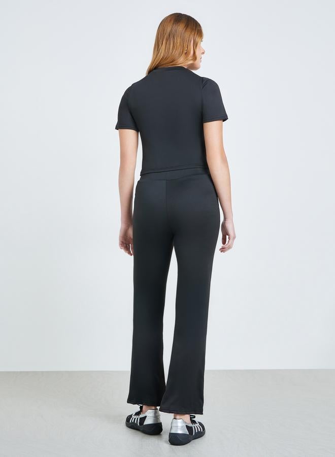 Take Two Black Solid Short Sleeve T-Shirt and Pants Co-Ords - Image 3