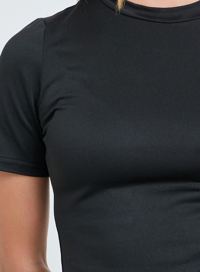 Take Two Black Solid Short Sleeve T-Shirt and Pants Co-Ords - Image 4