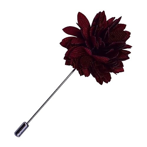 GUSLESON Burgundy Tie Mens Paisley Wedding Necktie Pocket Square Cufflinks and Lapel Pin Brooch Set (IN6103-01) - Image 4