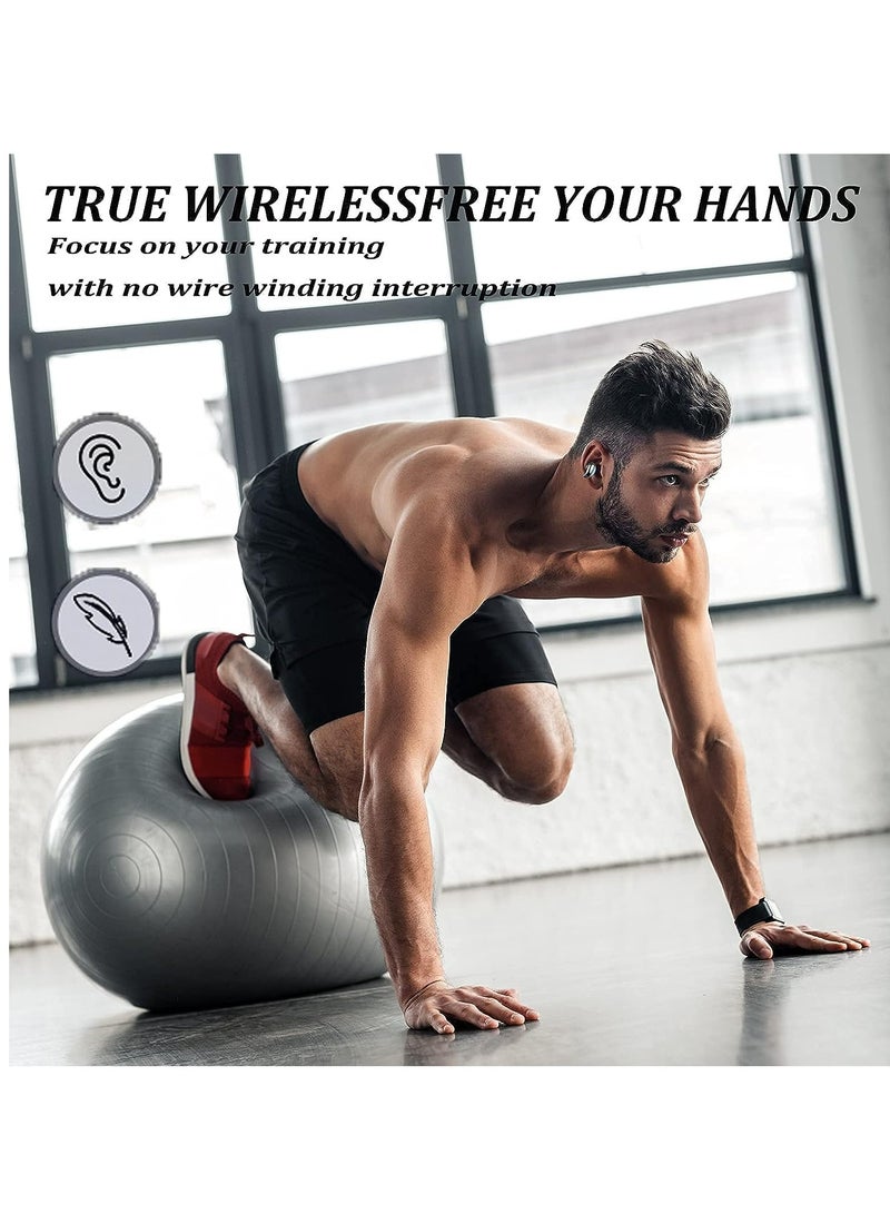 Excefore Wireless Earbuds with Earhooks Mini Bone Conduction Headphones Waterproof Bluetooth Earbuds Earpiece Noise Canceling Headset Sports Bluetooth 5.0 Earphones Headset for Cycling Driving, Gym - Image 4