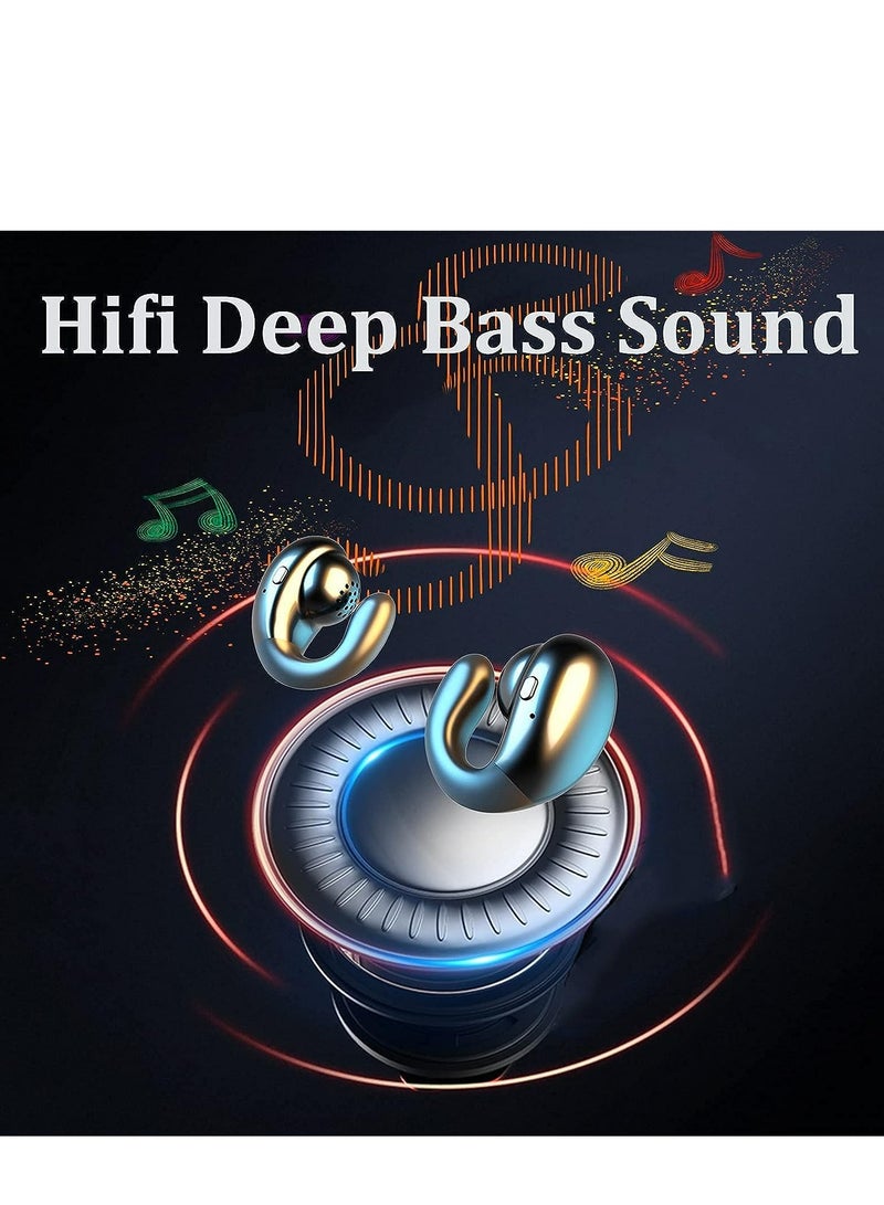 Excefore Wireless Earbuds with Earhooks Mini Bone Conduction Headphones Waterproof Bluetooth Earbuds Earpiece Noise Canceling Headset Sports Bluetooth 5.0 Earphones Headset for Cycling Driving, Gym - Image 3