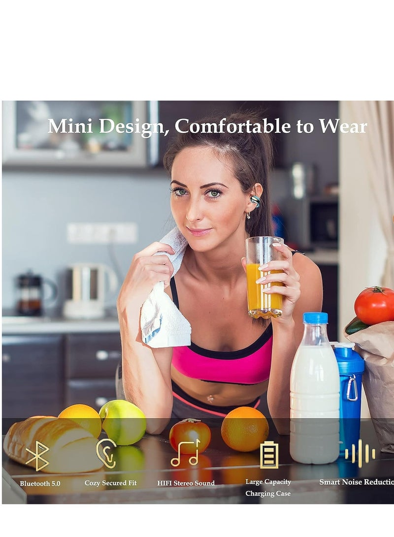 Excefore Wireless Earbuds with Earhooks Mini Bone Conduction Headphones Waterproof Bluetooth Earbuds Earpiece Noise Canceling Headset Sports Bluetooth 5.0 Earphones Headset for Cycling Driving, Gym - Image 2