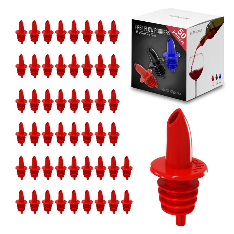 Esatto 50 Pieces Plastic Bottle Pourer or Liquor Spout Pourer Versatile as a Drink Pourer Alcohol Pourer Spouts and Syrup Easy Pourer Dispense Easy Install Durable Professional Bar Tool