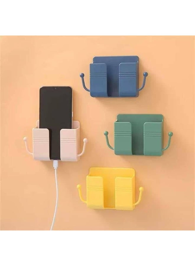 Wall Mount Phone Holder, Remote Control and Mobile Phone Holder, Multipurpose Stand with Phone Charging Hole, Strong Double Sided Adhesive Multicolor - Image 1
