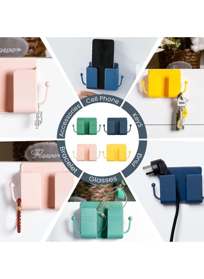 Wall Mount Phone Holder, Remote Control and Mobile Phone Holder, Multipurpose Stand with Phone Charging Hole, Strong Double Sided Adhesive Multicolor - Image 2