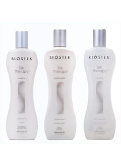 BIOSILK مجموعة شامبو وبلسم ومصل من 3 قطع من Silk Therapy  - Image 1