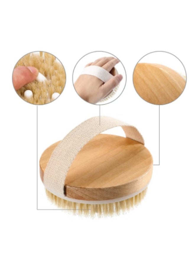 virenia Dry & Bath Body Brush – 11x11cm Round Bamboo Head – Reduce Cellulite – Dry Brush for Cellulite & Lymphatic Drainage – Exfoliating Brush with Soft Massage Nodules – Shower Brush & Body Scrubber - Image 3
