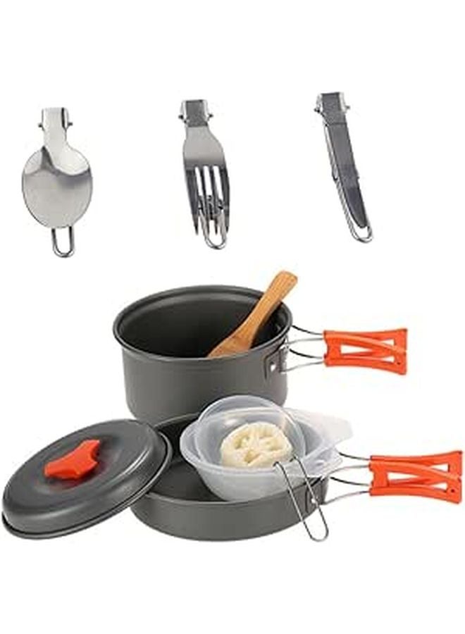 Lightweight Compact Camping Cookware Set For 1 2 People With Pot And Cutlery - Image 1