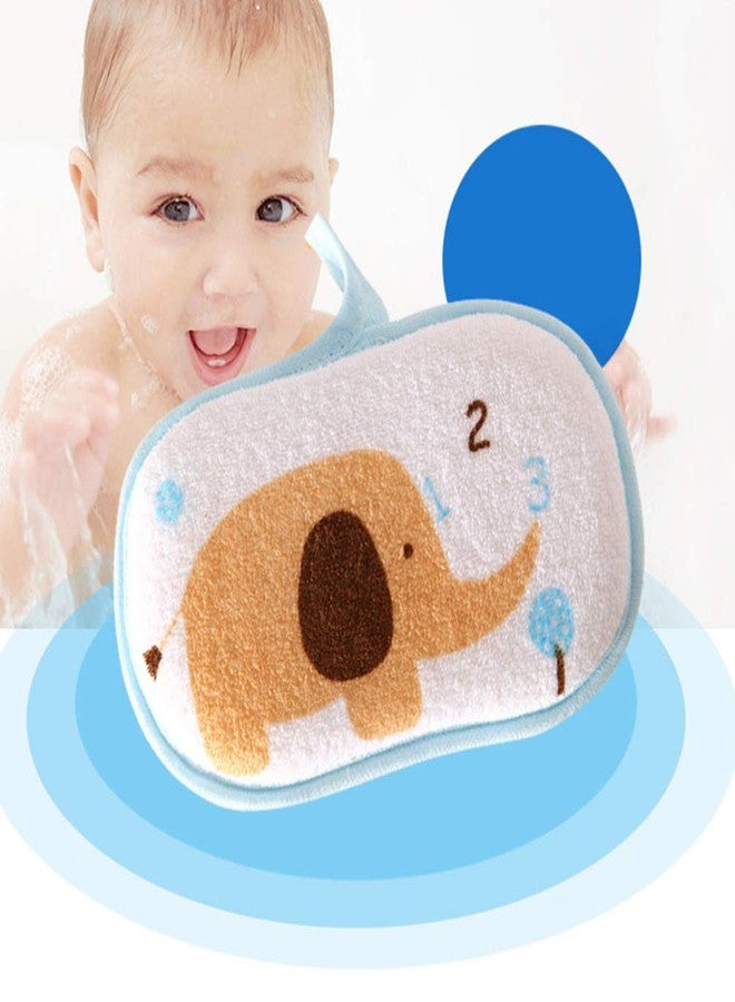 Lurrose 3PCS Baby Bath Sponge Cartoon Elephant Soft Cotton Scrubber Bath Brush Rubbing Towel for Toddler Infant (Mixed Color) - Image 3