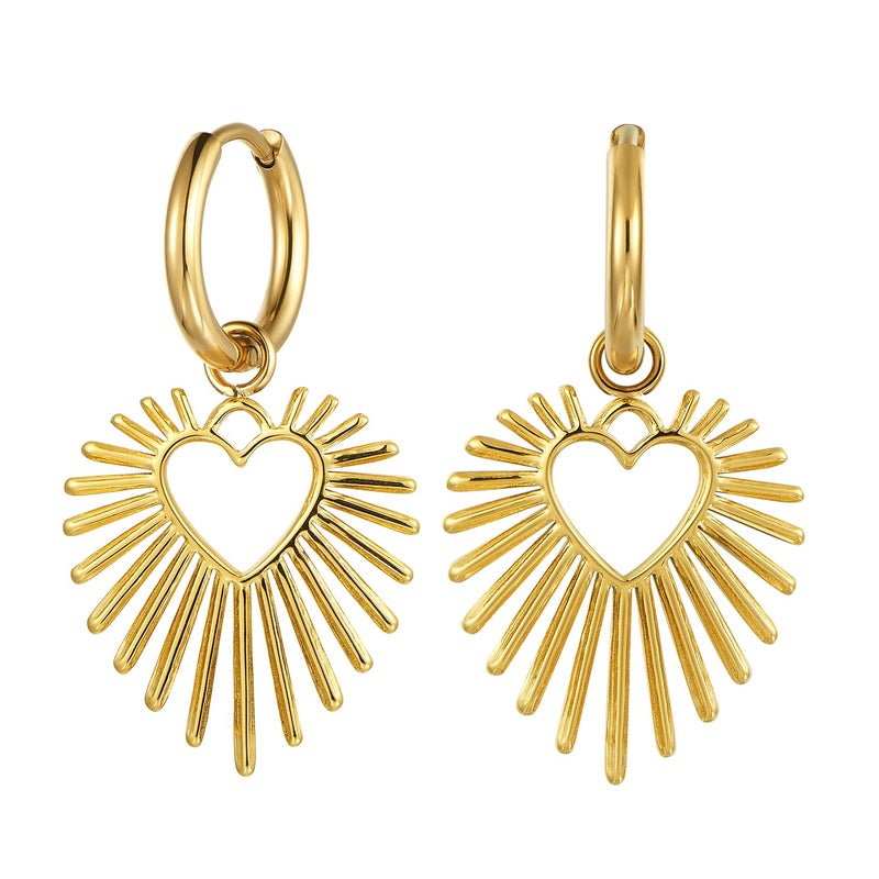 BUEMMR Heart Earrings For Women, Gold Heart Dangle Earrings for Women Trendy, Thick 14K Gold Plated Drop Earrings, Sparkling Dainty Earring For Women - Image 1