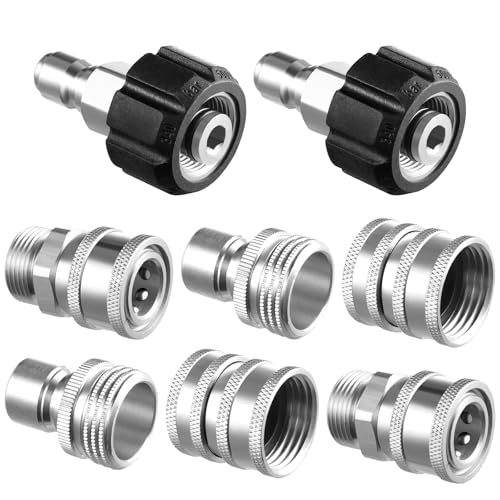 Twinkle Star Pressure Washer Adapter Set, Stainless Steel Quick Disconnect Kit, M22 14 mm Quick Connect Swivel to 3/8'' Quick Connect Fittings, 3/4" to Quick Release 8 Sets - Image 1