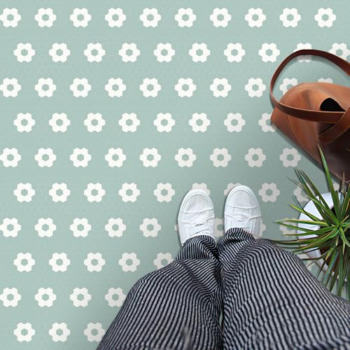 MORCART 20 Pack Peel and Stick Floor Tile, 7.87" x 7.87" Vinyl Flooring Waterproof, DIY Flooring for Bathroom, Kitchen, Fireplace, Pet House, Stairs, Bedrooms, Wall Blue White - Image 1
