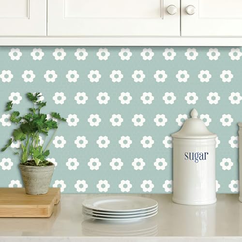 MORCART 20 Pack Peel and Stick Floor Tile, 7.87" x 7.87" Vinyl Flooring Waterproof, DIY Flooring for Bathroom, Kitchen, Fireplace, Pet House, Stairs, Bedrooms, Wall Blue White - Image 4