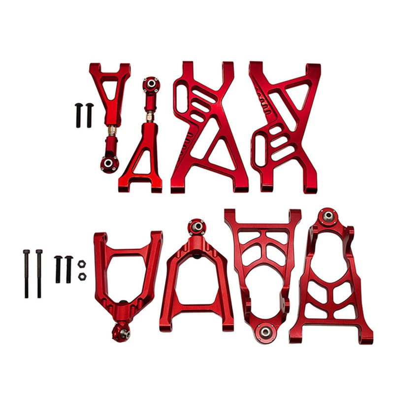 FLMLF Alloy CNC Front Rear Upper Lower Suspension Arm Set for 15 HPI ROFUN ROVAN KM BAJA 5B 5T 5SC Rc Car Parts Red