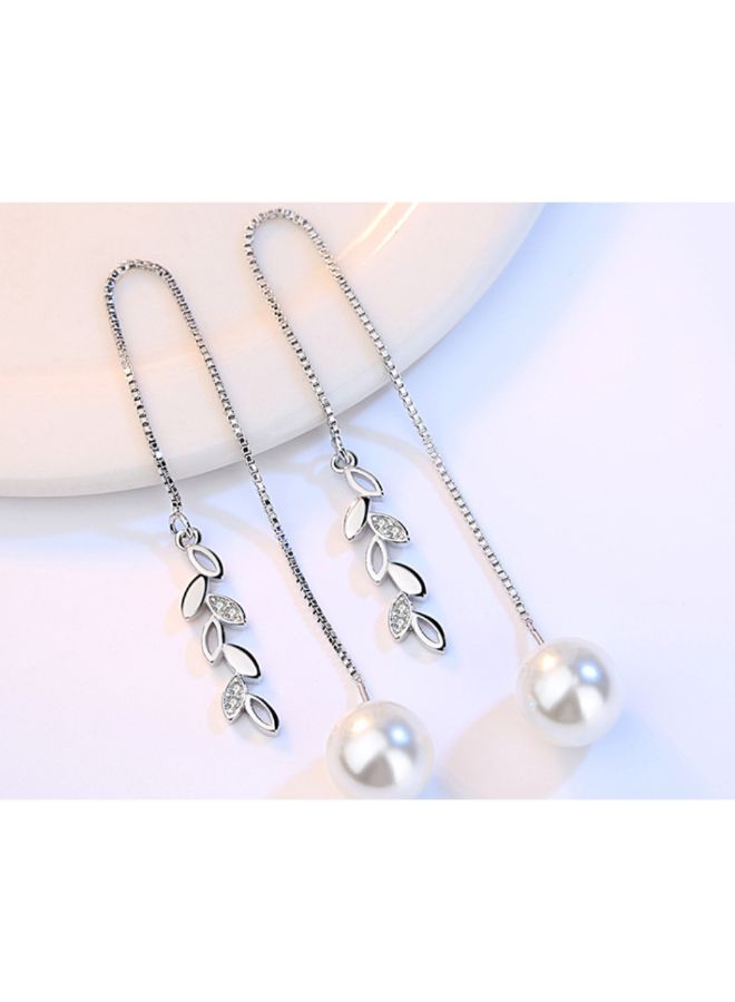 اليشمك أقراط طويلة للنساء بتصميم شرابة مرصعة بالألماس بإصدار كوري على شكل زهرة - Image 2