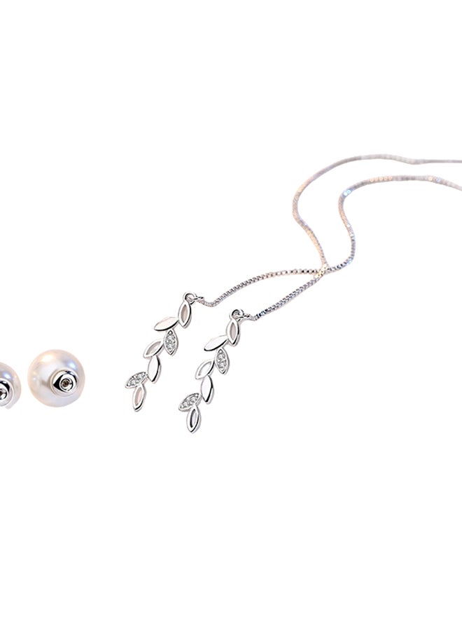 اليشمك أقراط طويلة للنساء بتصميم شرابة مرصعة بالألماس بإصدار كوري على شكل زهرة - Image 1