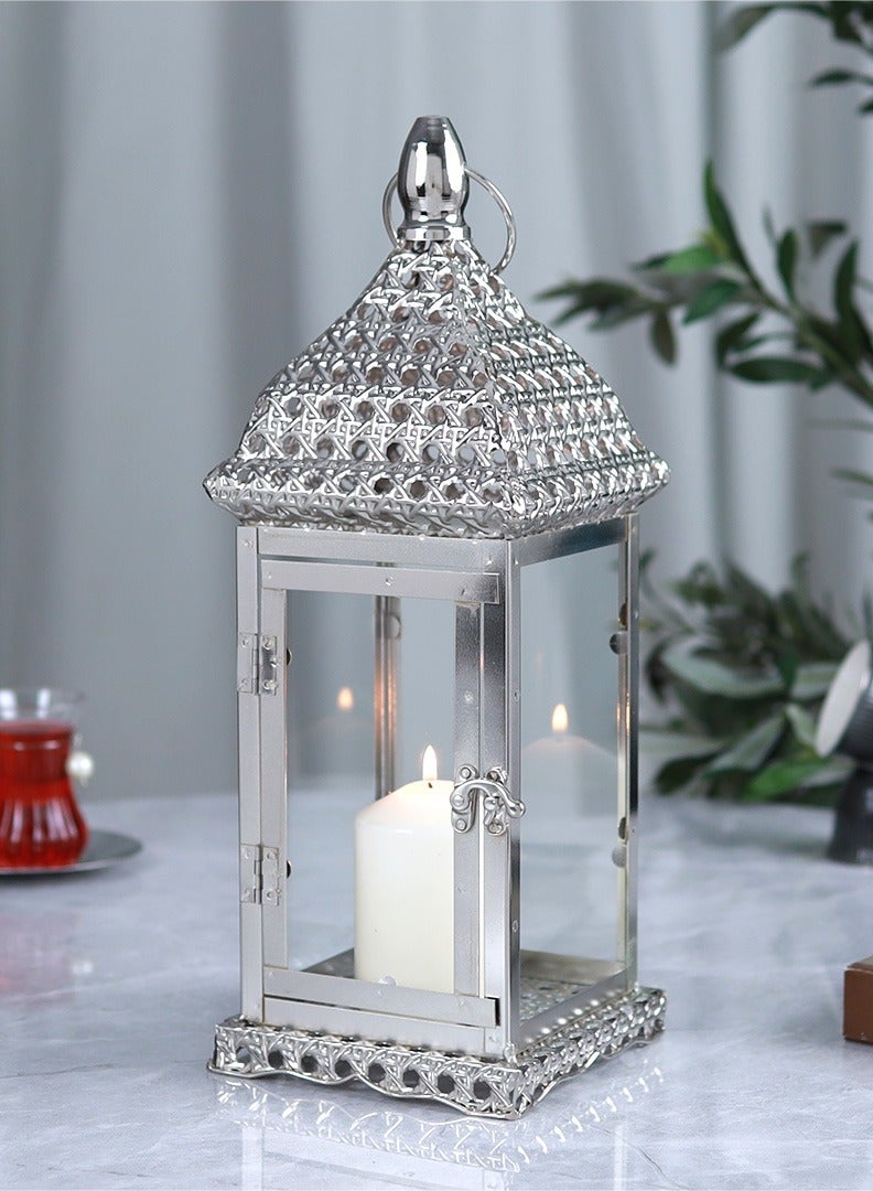 AL Hadaya Mall Modern Ramadan Lantern – Silver – 14×14×40 cm - Image 1