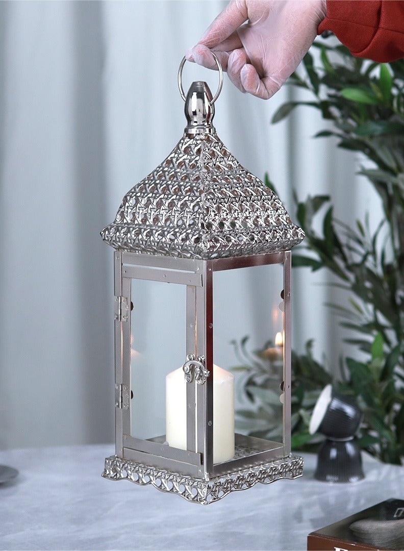 AL Hadaya Mall Modern Ramadan Lantern – Silver – 14×14×40 cm - Image 3