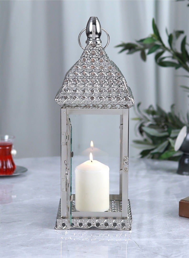 AL Hadaya Mall Modern Ramadan Lantern – Silver – 14×14×40 cm - Image 2