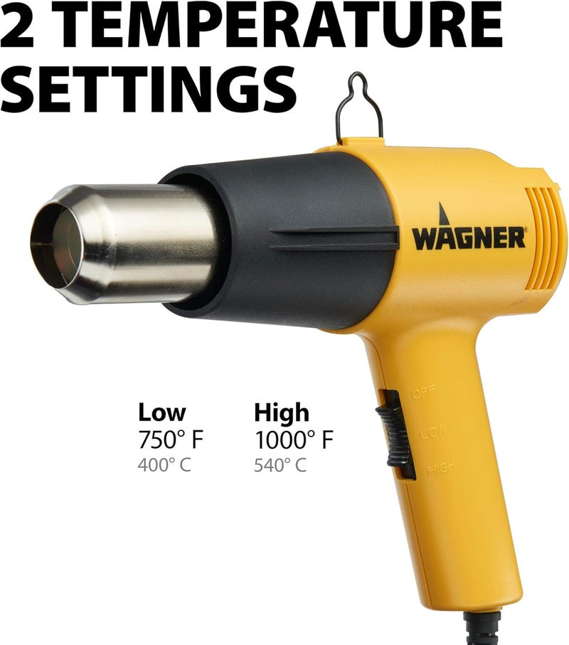 Wagner Spraytech 0503008 HT1000 Heat Gun, 2 Temp Settings 750ᵒF & 1000ᵒF, Great for Soften paint, Caulking, Adhesive, Putty Removal, Shrink Wrap, Bend Plastic Pipes, Loosen Rusted Nuts or Bolts - Image 4