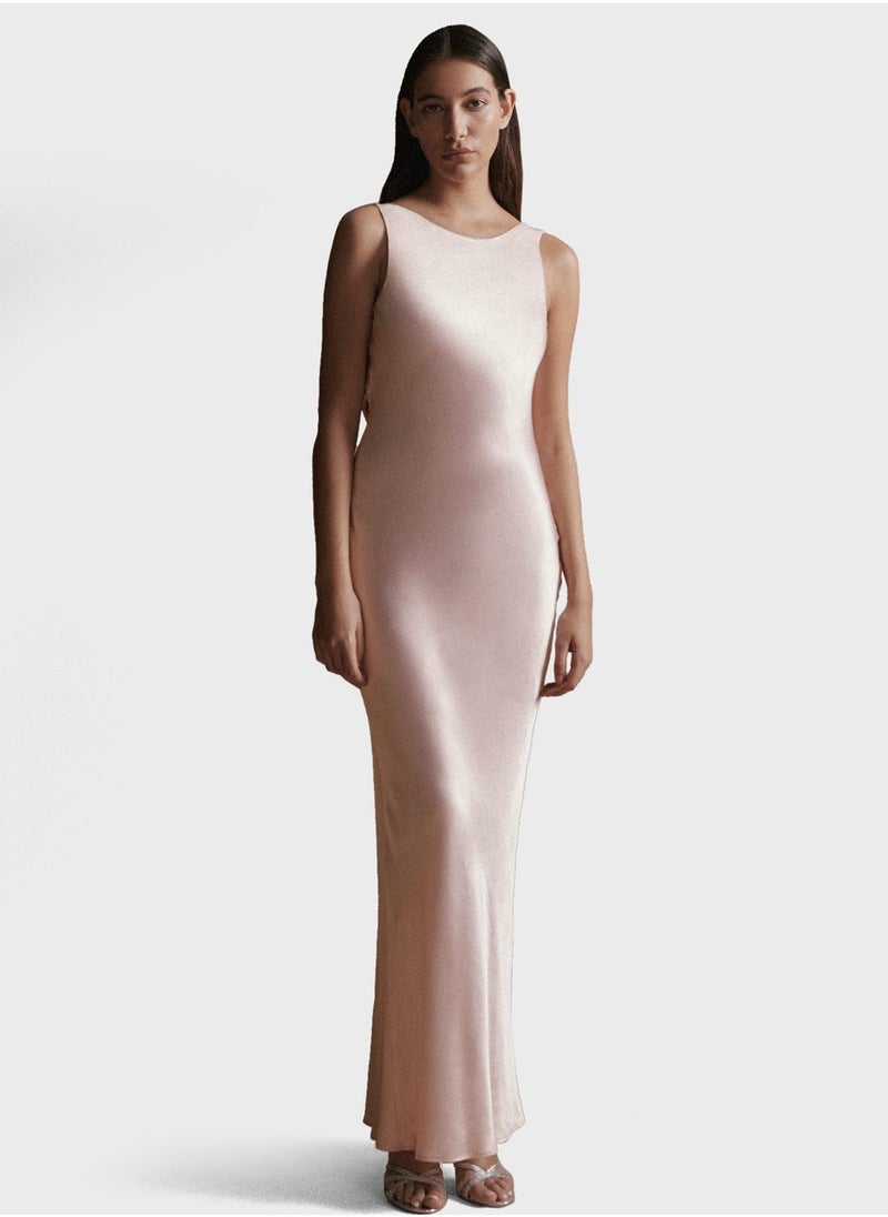 MANGO - Open Back Satin  Dress - Image 1