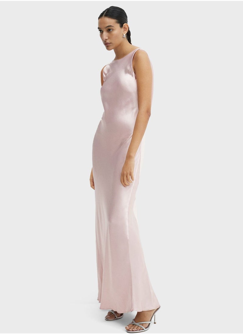 MANGO - Open Back Satin  Dress - Image 1